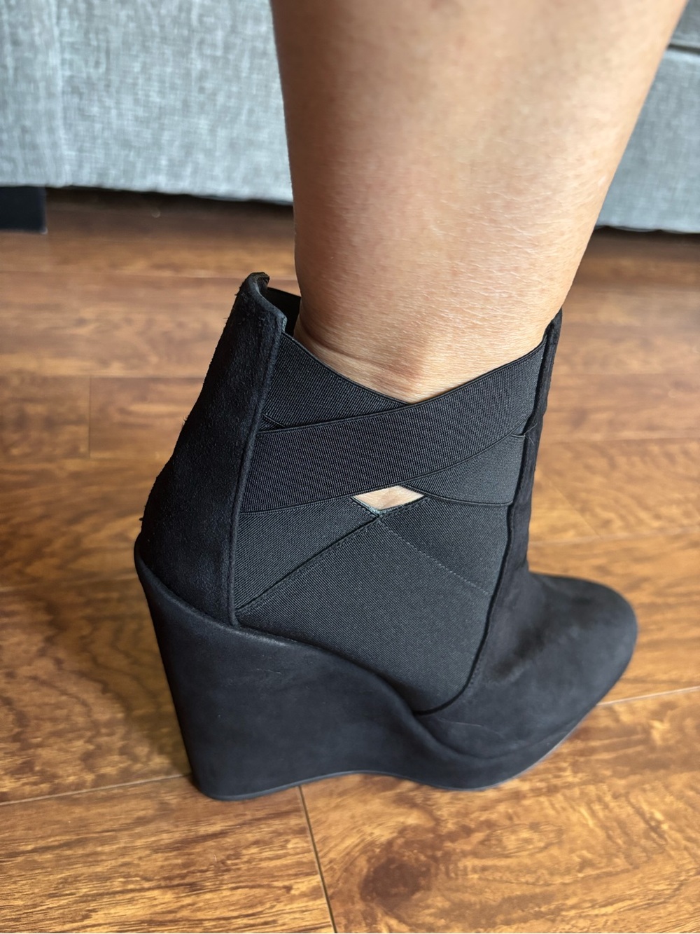 Stuart Weitzman Black Wedge Ankle Boot